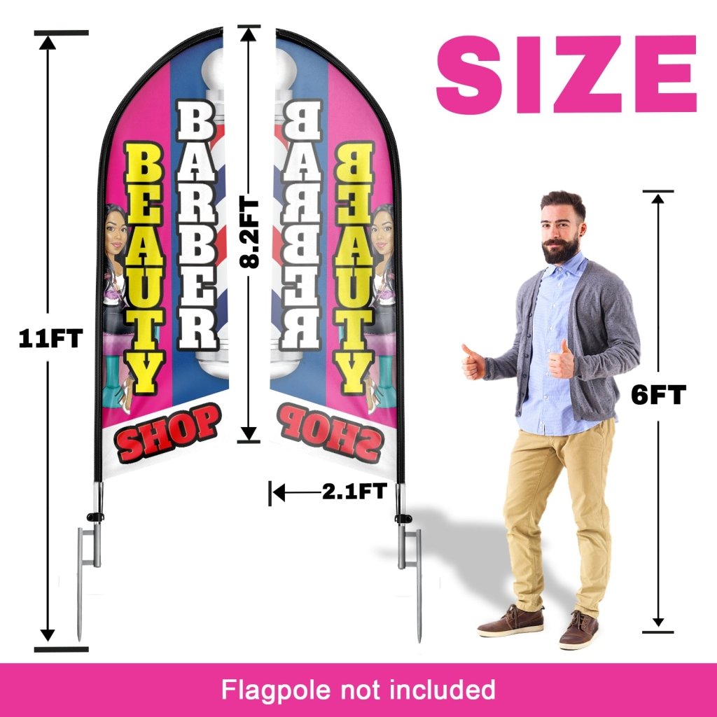 8FT Beauty Barber Shop Swooper Flag (Flagpole Not Included 3.4)