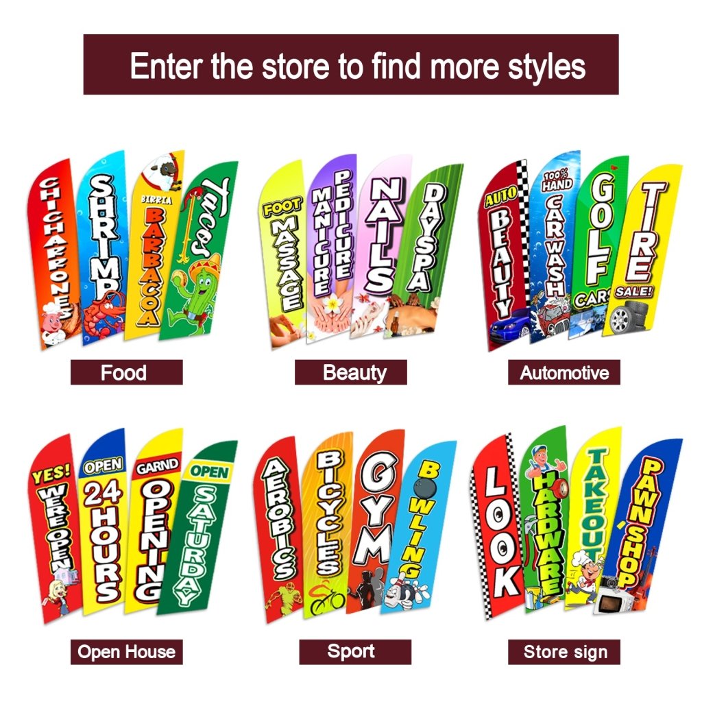 8FT Beer Wine Advertising Swooper Flag (Flagpole Not Included 3.4)