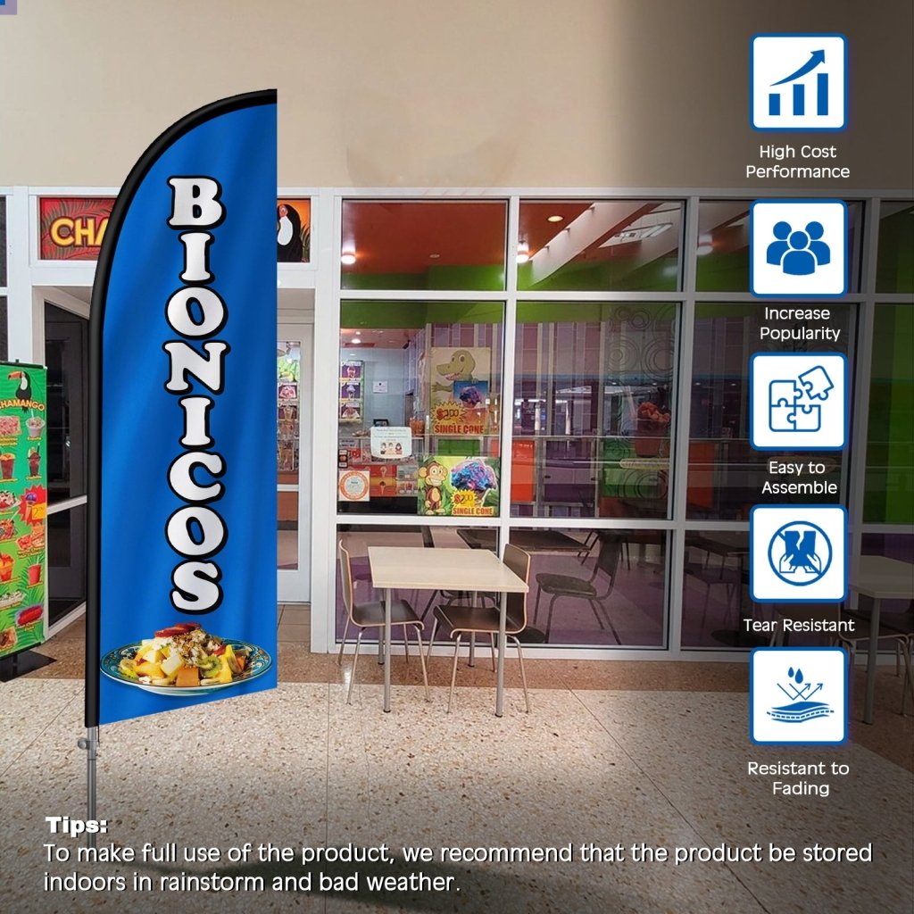 8FT Bionicos Feather Flag with Stainless Steel Pole Kit(2m flag set)