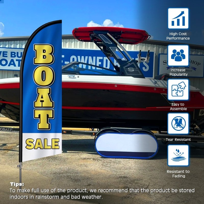8FT Boat Sale Feather Flag with Stainless Steel Pole Kit(2m flag set)