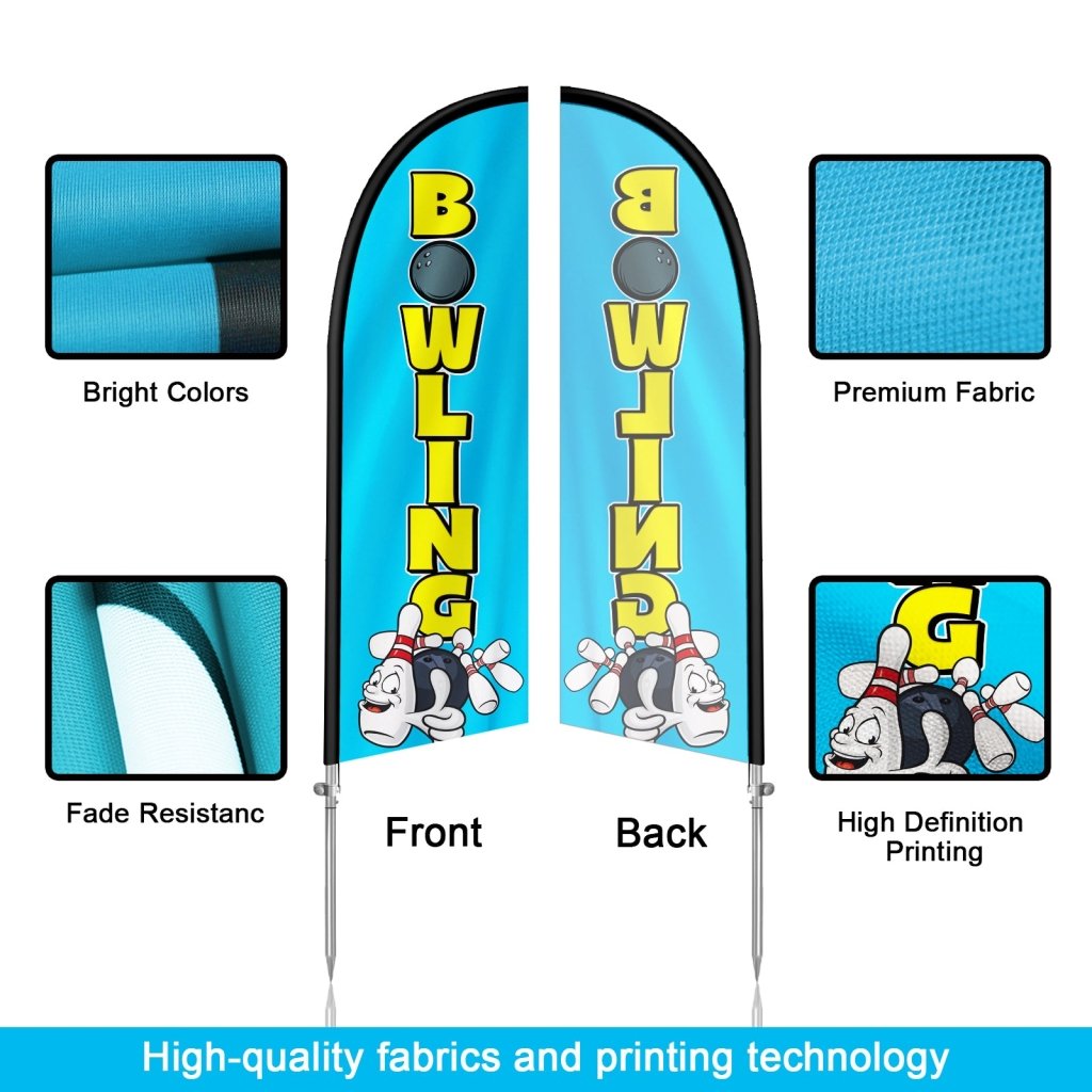 8FT Bowling Feather Flag with Stainless Steel Pole Kit(2m flag set)