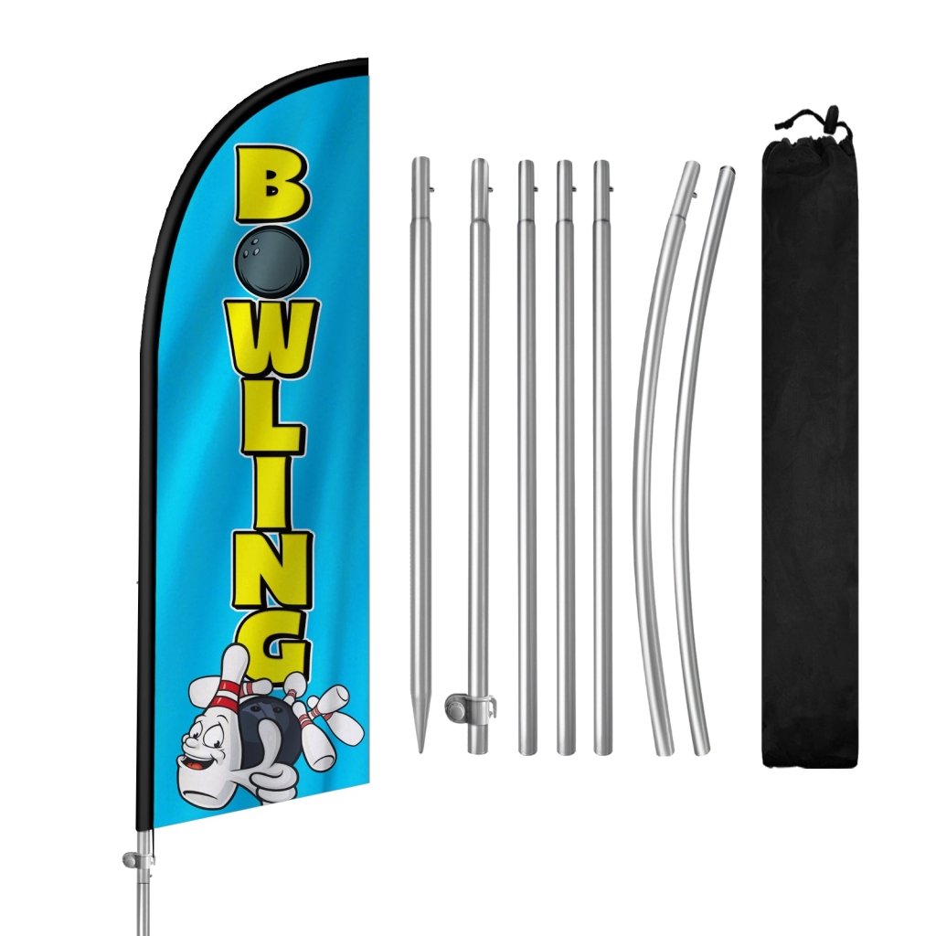 8FT Bowling Feather Flag with Stainless Steel Pole Kit(2m flag set)