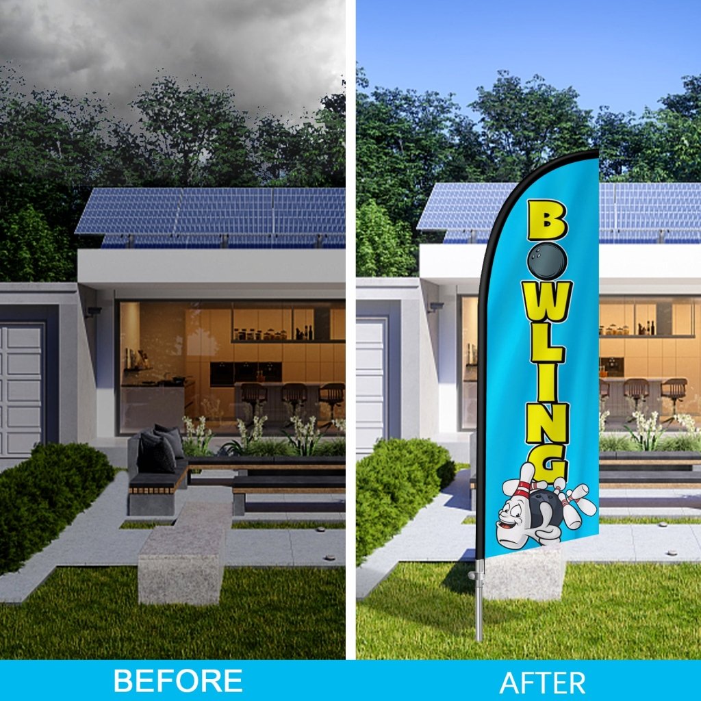 8FT Bowling Feather Flag with Stainless Steel Pole Kit(2m flag set)