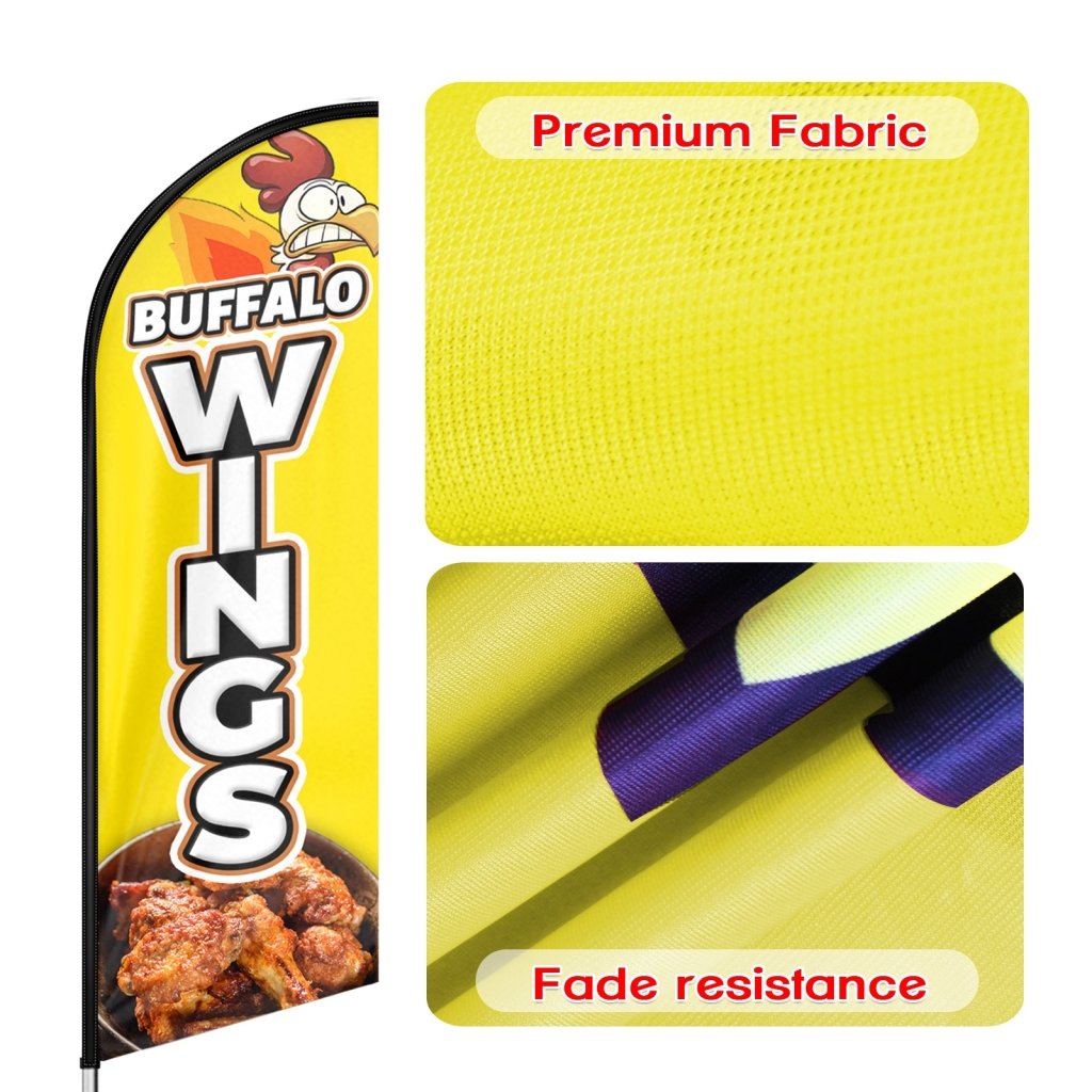8FT Buffalo Wings Yellow Swooper Flag (Flagpole Not Included 3.4)