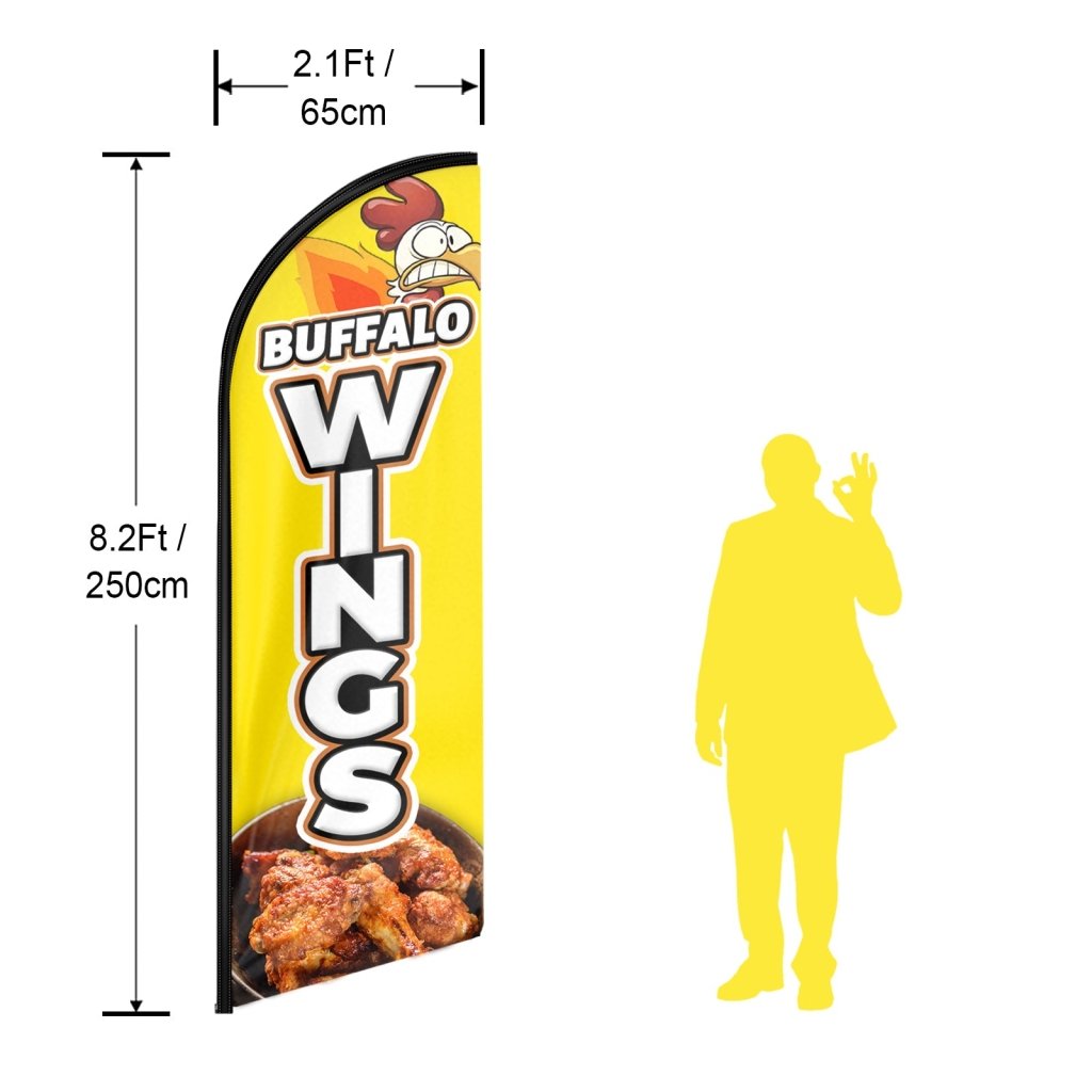 8FT Buffalo Wings Yellow Swooper Flag (Flagpole Not Included 3.4)
