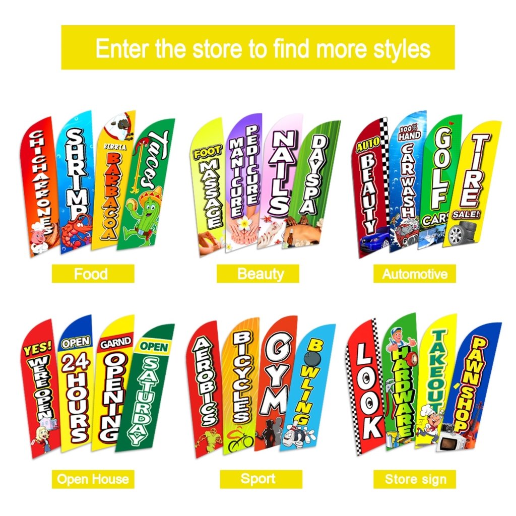 8FT Burgers Yellow Swooper Flag (Flagpole Not Included 3.4)