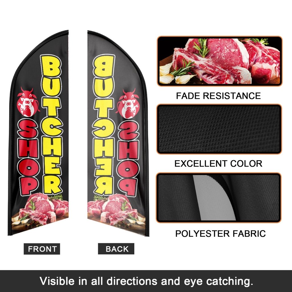 8FT Butcher Shop Swooper Flag (Flagpole Not Included 3.4)