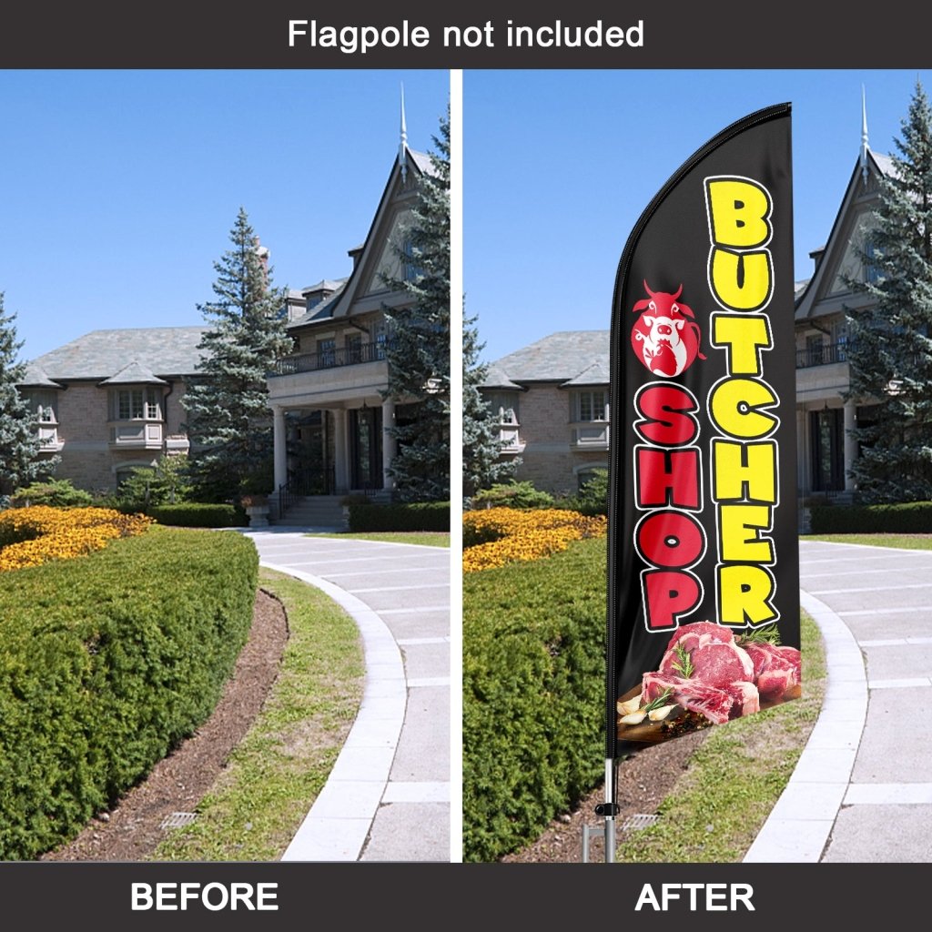 8FT Butcher Shop Swooper Flag (Flagpole Not Included 3.4)