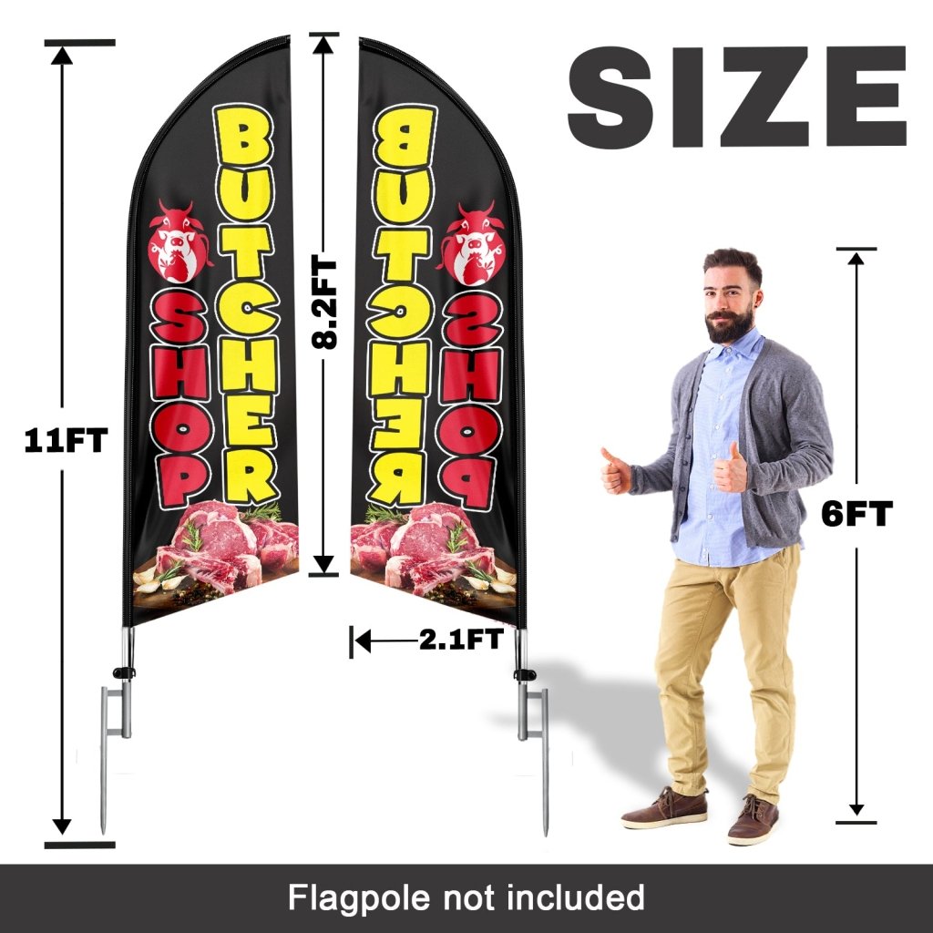 8FT Butcher Shop Swooper Flag (Flagpole Not Included 3.4)
