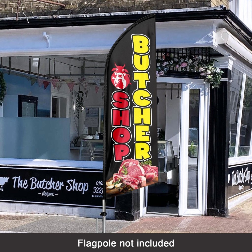 8FT Butcher Shop Swooper Flag (Flagpole Not Included 3.4)