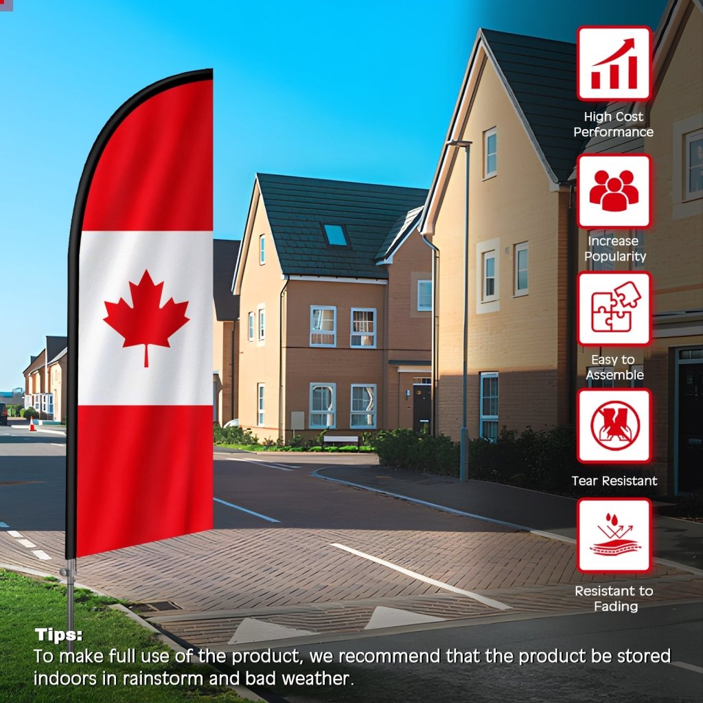 8FT Canada Flag Feather Flag with Stainless Steel Pole Kit(2m flag set)