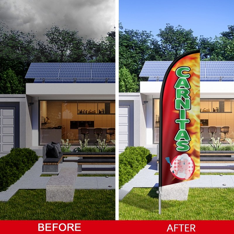 8FT Carnitas Banner Feather Flag with Stainless Steel Pole Kit(2m flag set)