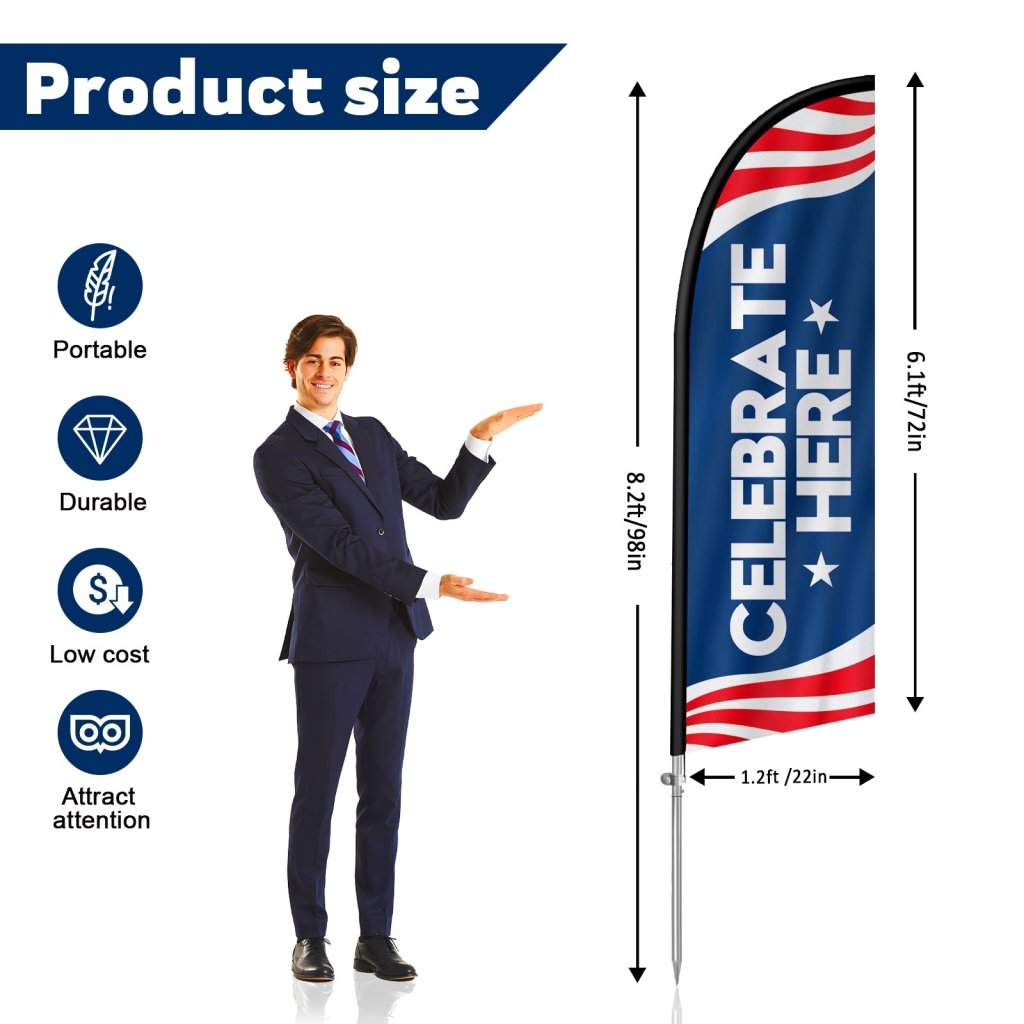8Ft Celebrate Here Washington’s Birthday Feather Flag