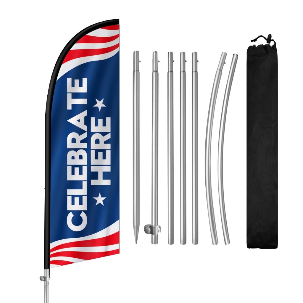 8Ft Celebrate Here Washington’s Birthday Feather Flag