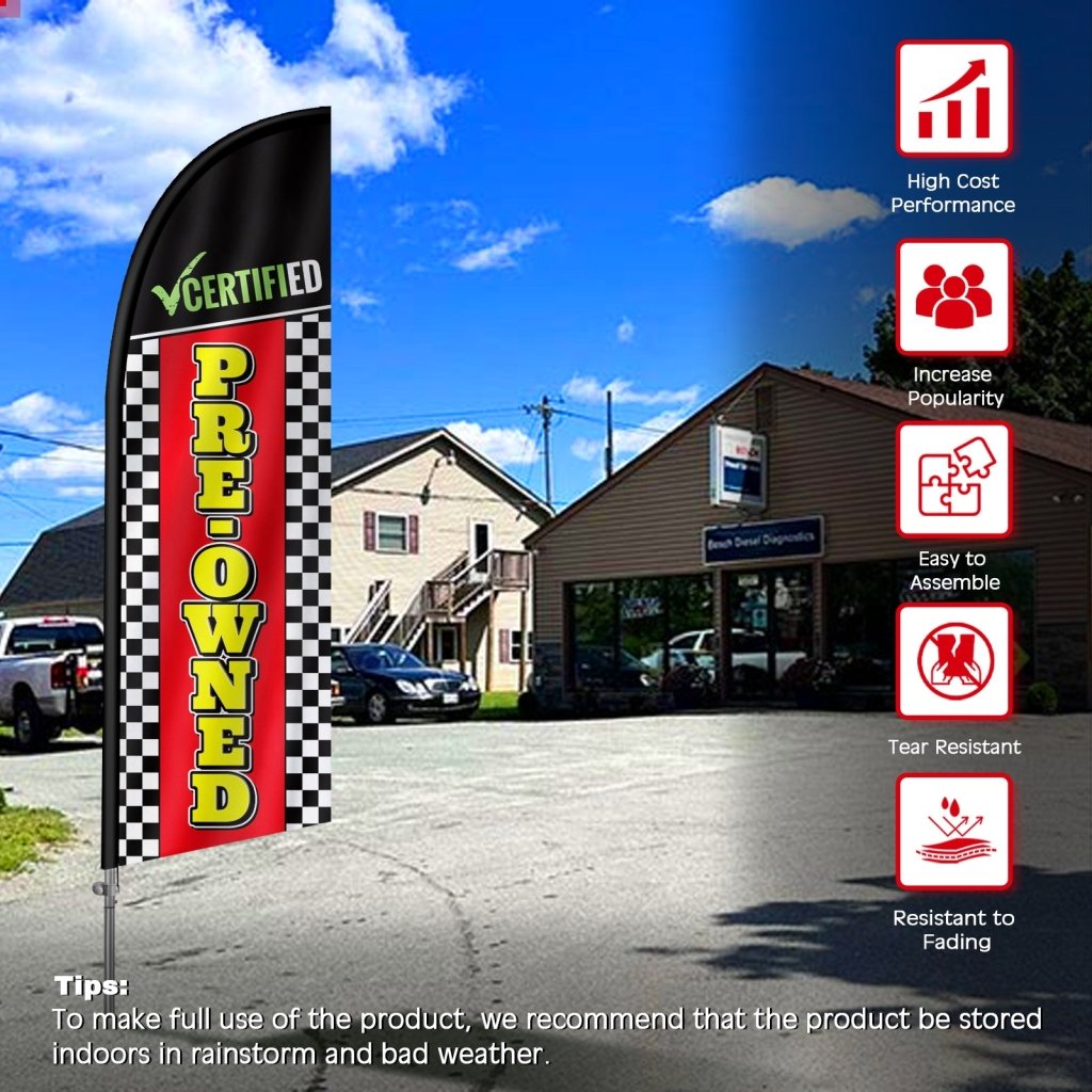 8FT Certified Pre Owned Banner Feather Flag with Stainless Steel Pole Kit(2m flag set)