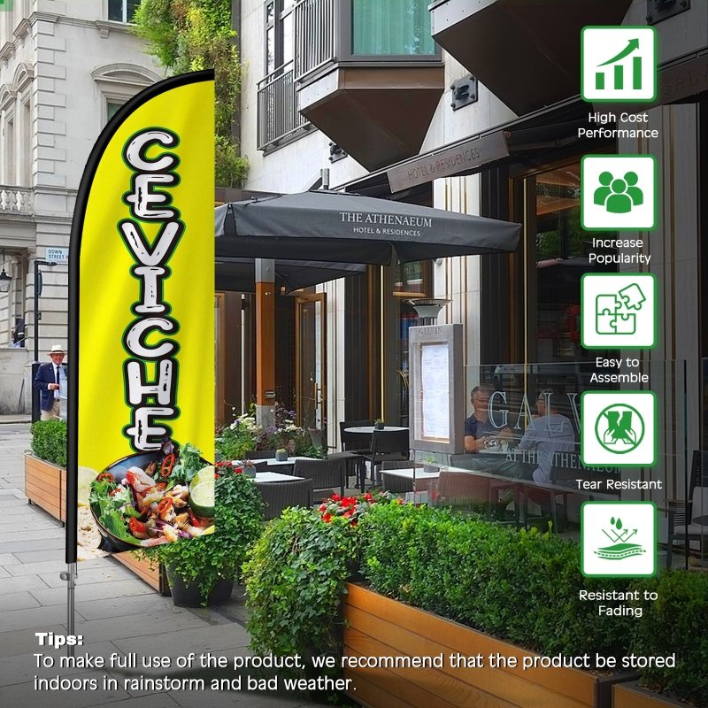 8FT Ceviche Feather Flag with Stainless Steel Pole Kit(2m flag set)