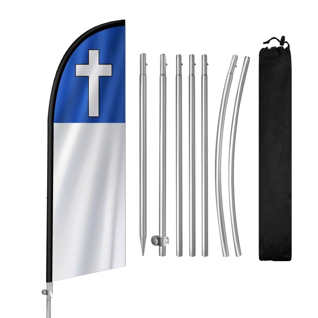 8FT Christian Feather Flag with Stainless Steel Pole Kit(2m flag set)