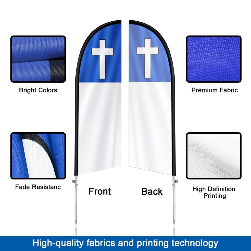 8FT Christian Feather Flag with Stainless Steel Pole Kit(2m flag set)