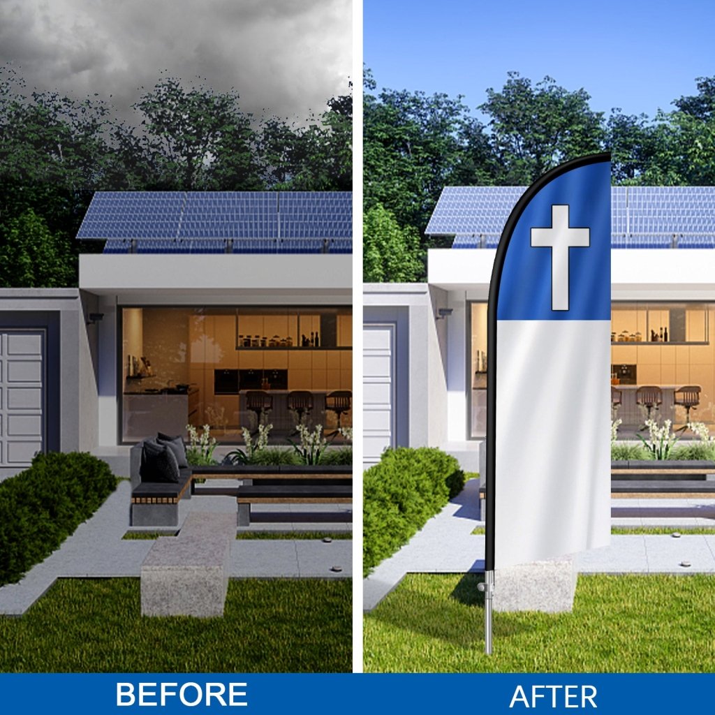 8FT Christian Feather Flag with Stainless Steel Pole Kit(2m flag set)