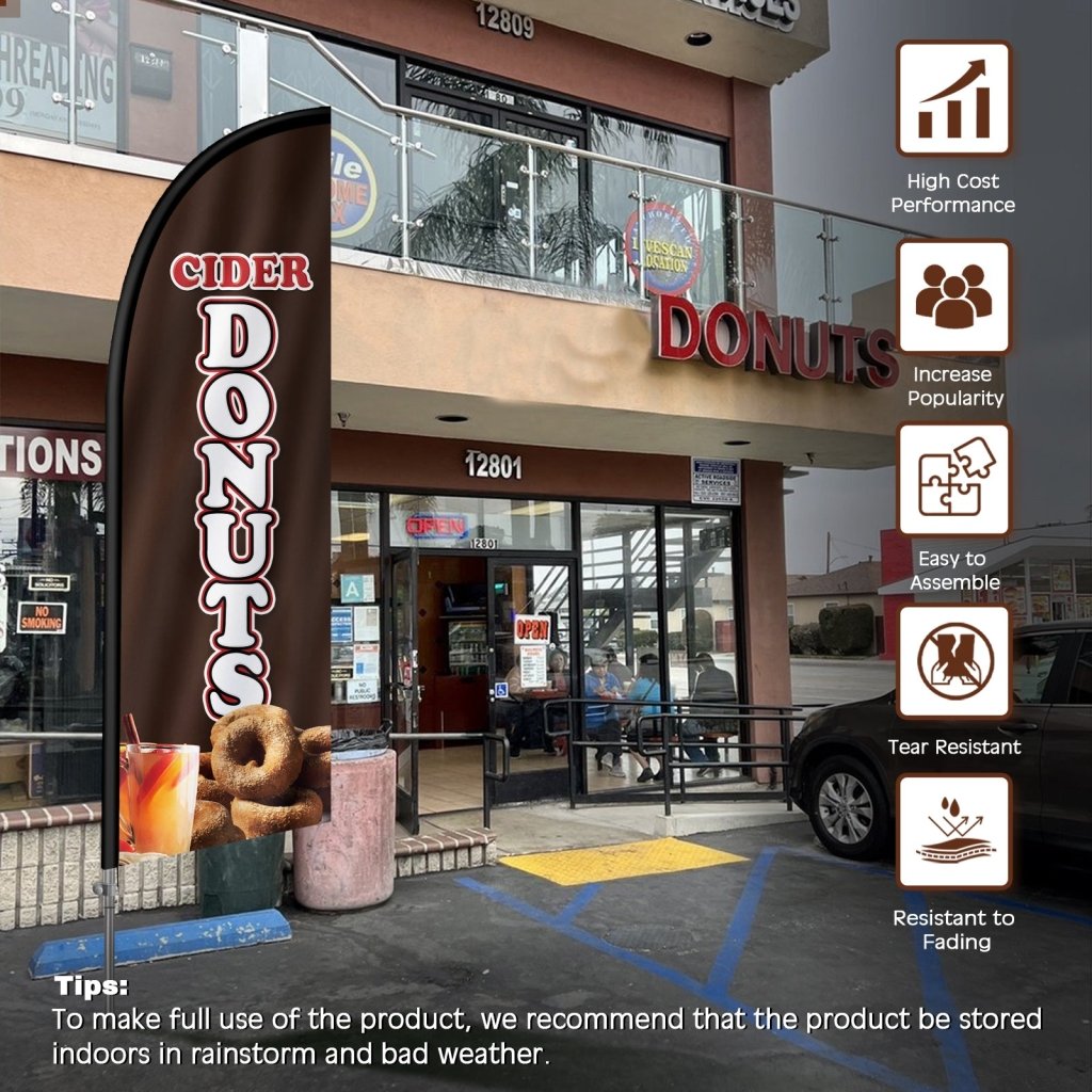 8FT Cider Donuts Feather Flag with Stainless Steel Pole Kit(2m flag set)