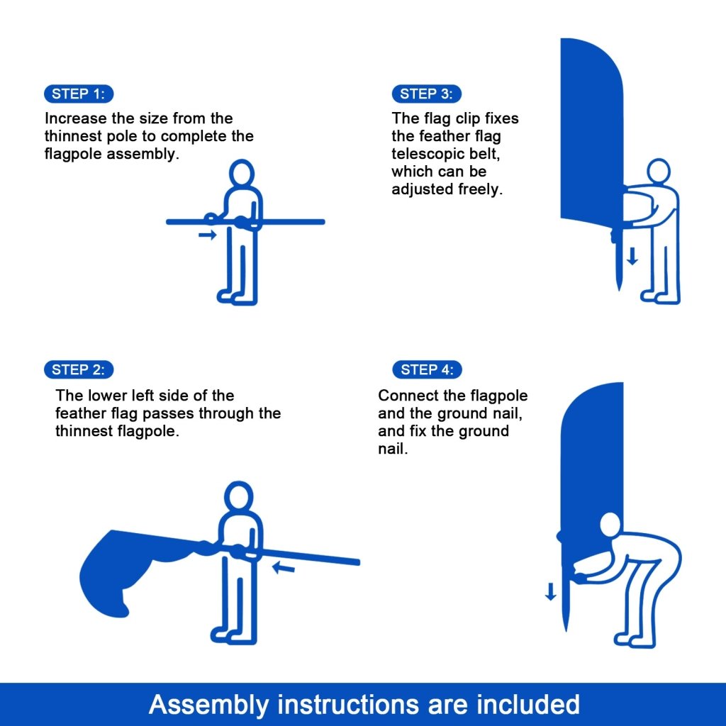 8FT Cigarettes Sold Blue Feather Flag with Stainless Steel Pole Kit(2m flag set)