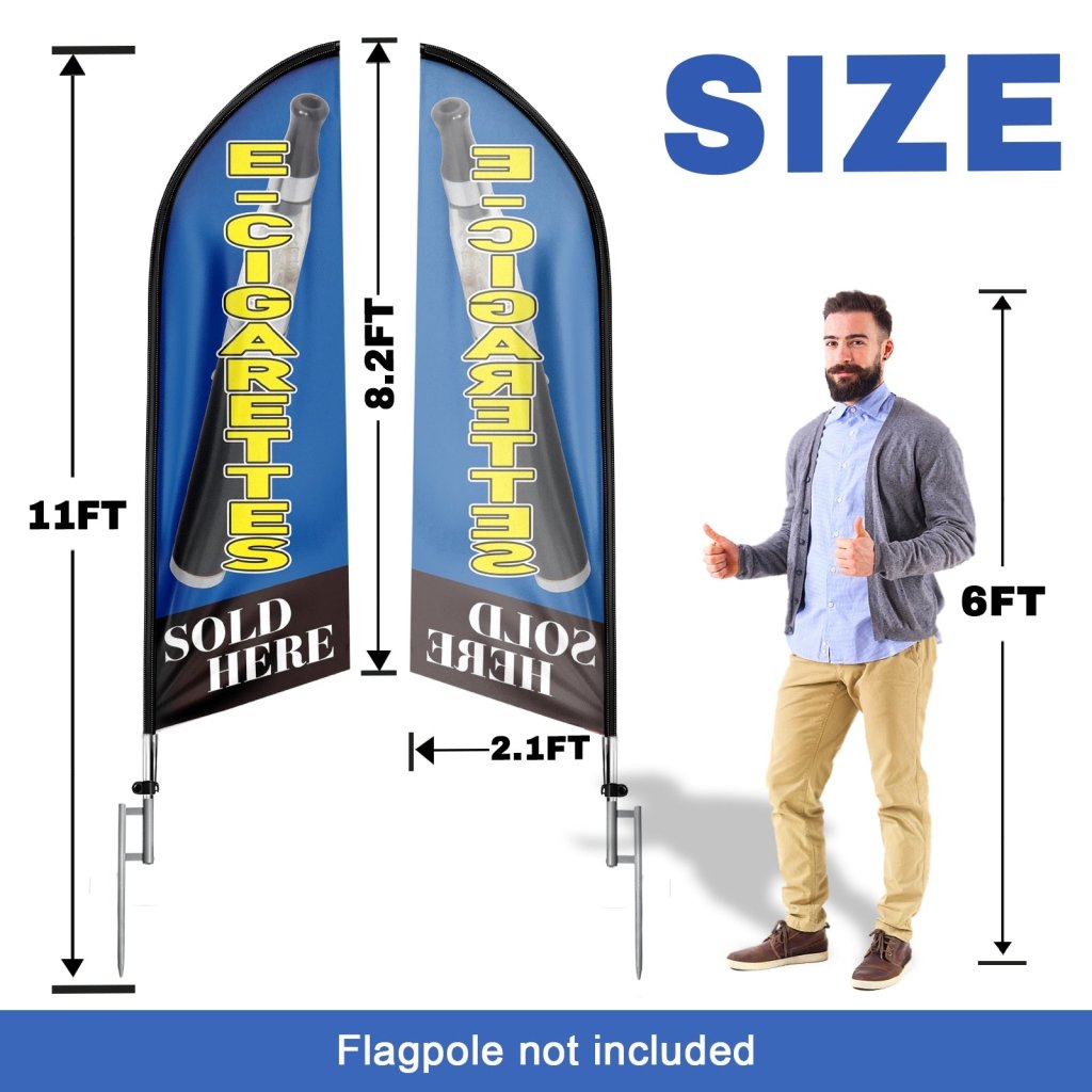 8FT Cigarettes Sold Blue Swooper Flag (Flagpole Not Included 3.4)