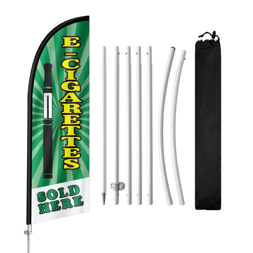 8FT Cigarettes Sold Green Feather Flag with Stainless Steel Pole Kit(2m flag set)