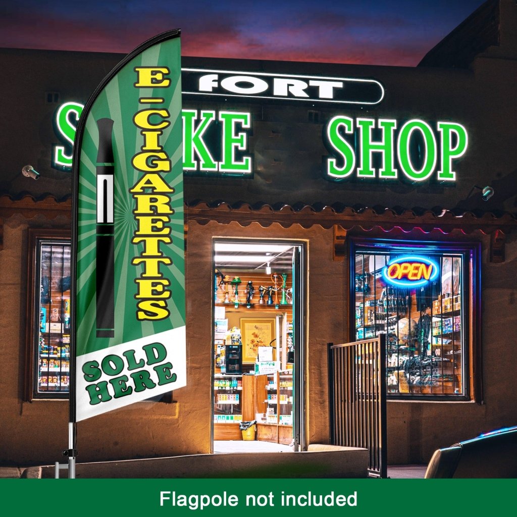8FT Cigarettes Sold Green Swooper Flag (Flagpole Not Included 3.4)