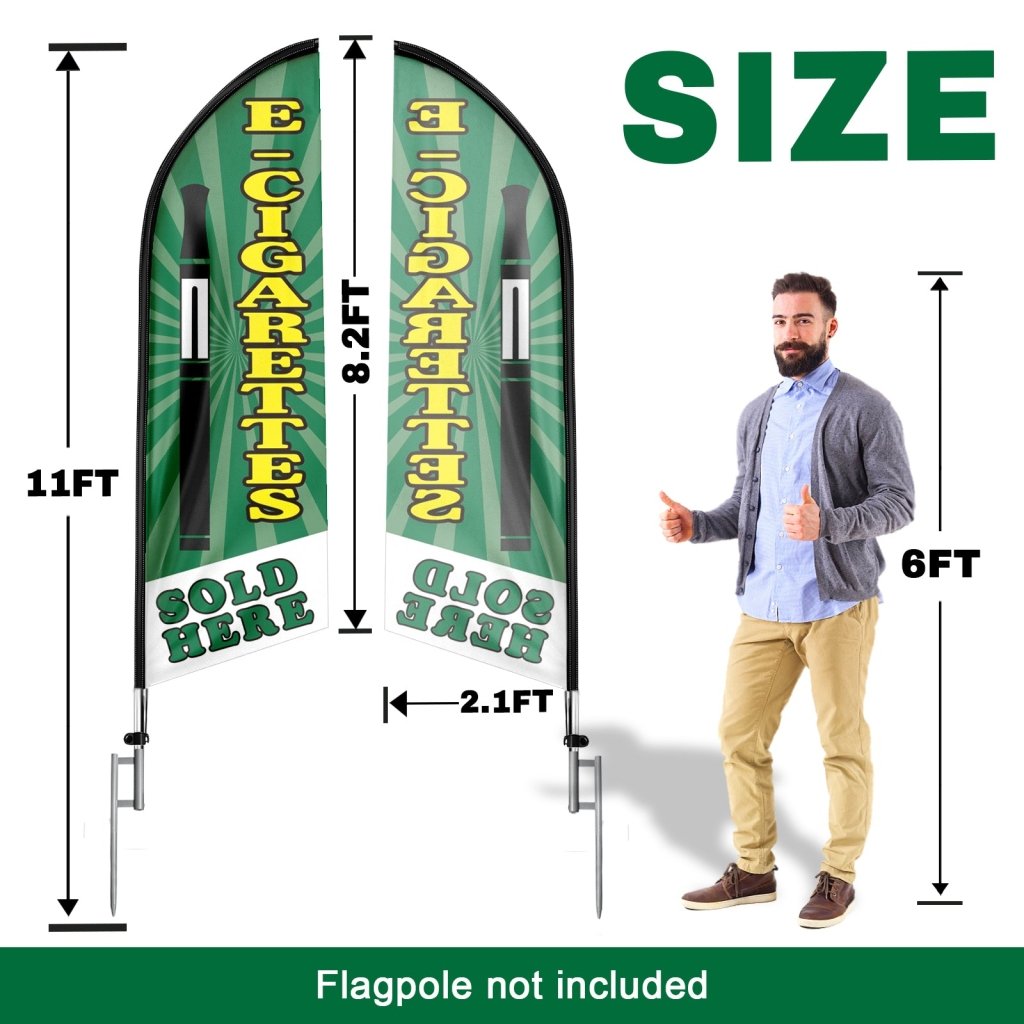 8FT Cigarettes Sold Green Swooper Flag (Flagpole Not Included 3.4)