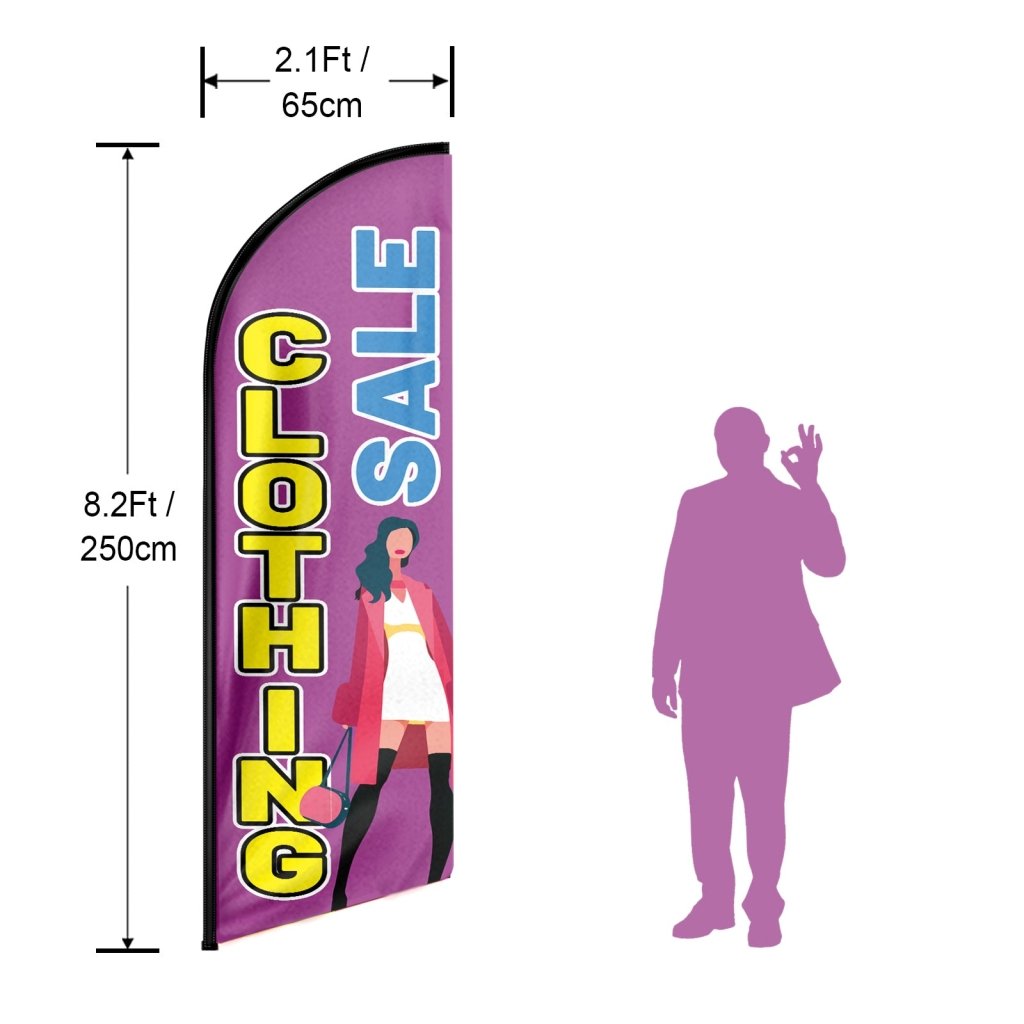 8FT Clothing Sale Advertising Swooper Flag (Flagpole Not Included 3.4)