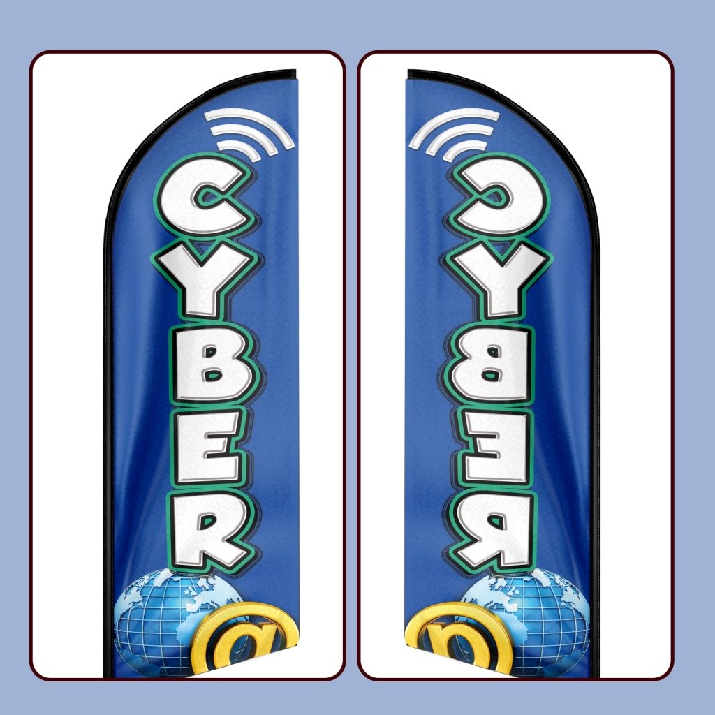 8FT Cyber Advertising Swooper Flag(Flagpole Not Included 3.4)