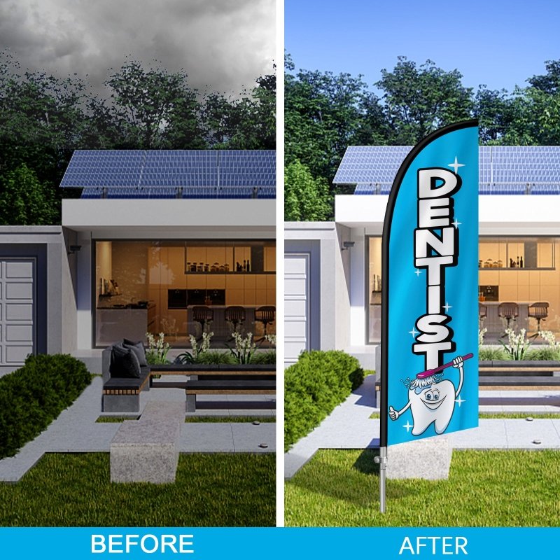 8FT Dentist Banner Feather Flag with Stainless Steel Pole Kit(2m flag set)