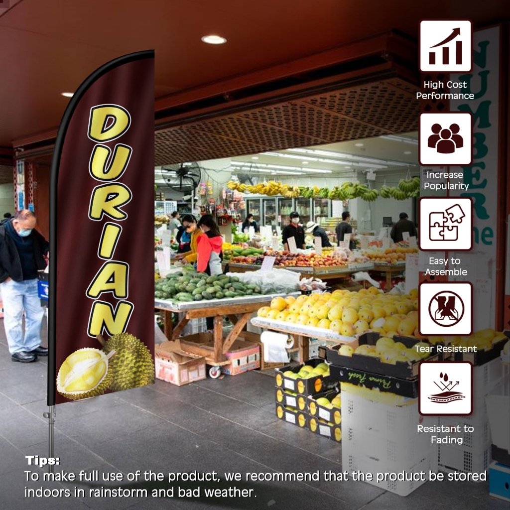 8FT Durian Feather Flag with Stainless Steel Pole Kit(2m flag set)