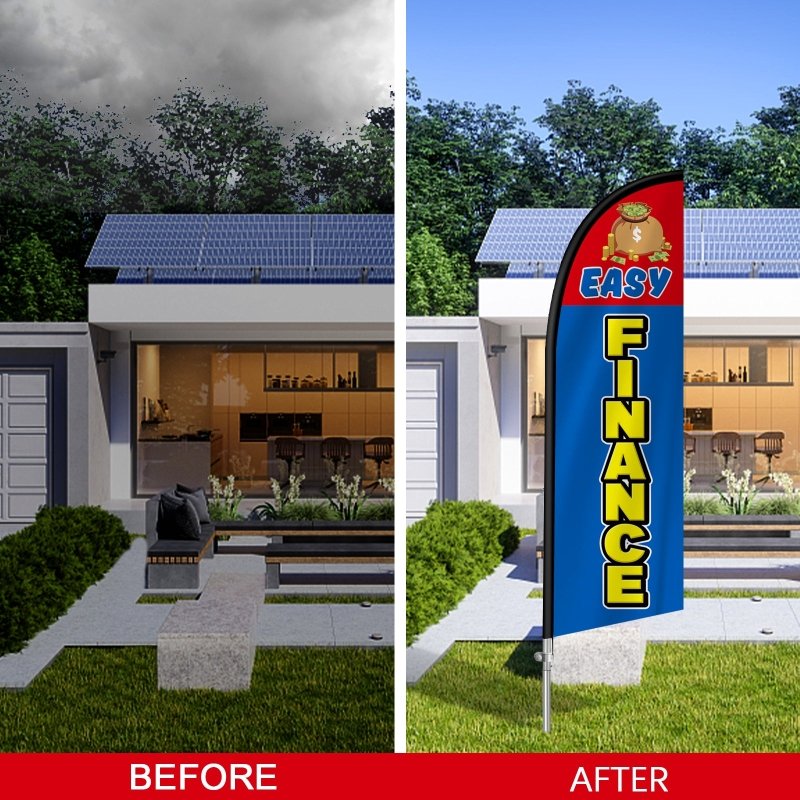 8FT Easy Finance Banner Feather Flag with Stainless Steel Pole Kit(2m flag set)