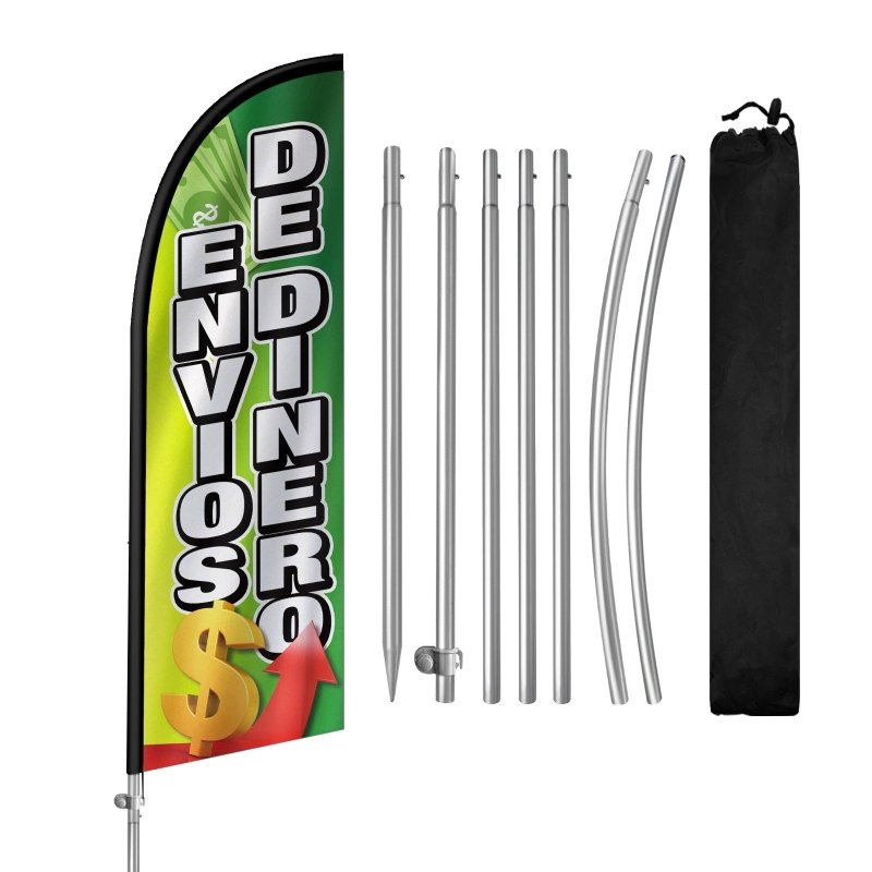 8FT Envios De Dinero Banner Feather Flag with Stainless Steel Pole Kit(2m flag set)