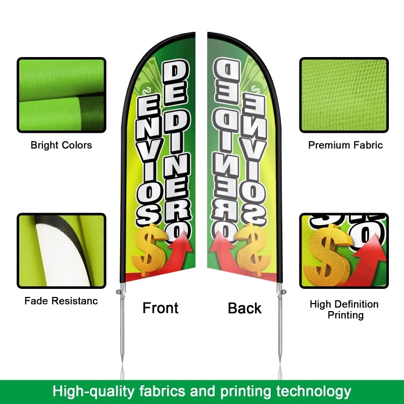 8FT Envios De Dinero Banner Feather Flag with Stainless Steel Pole Kit(2m flag set)