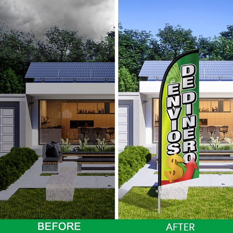 8FT Envios De Dinero Banner Feather Flag with Stainless Steel Pole Kit(2m flag set)