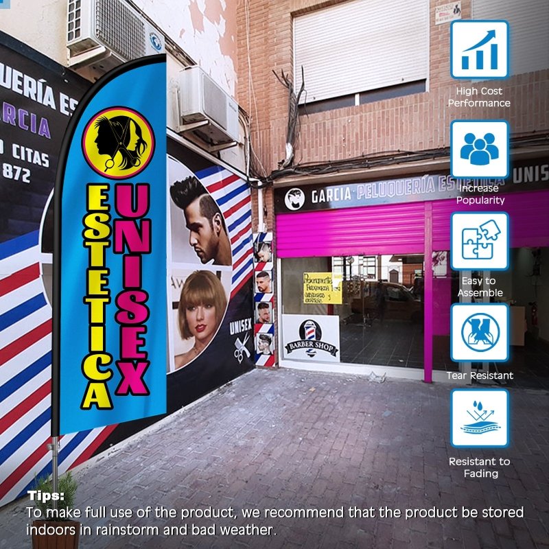 8FT Estetica Unisex Feather Flag with Stainless Steel Pole Kit(2m flag set)