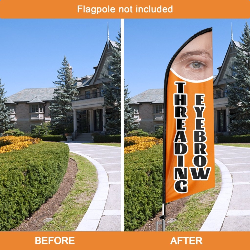 8FT Eyebrow Threading Advertising Swooper Flag (Flagpole Not Included 3.4)