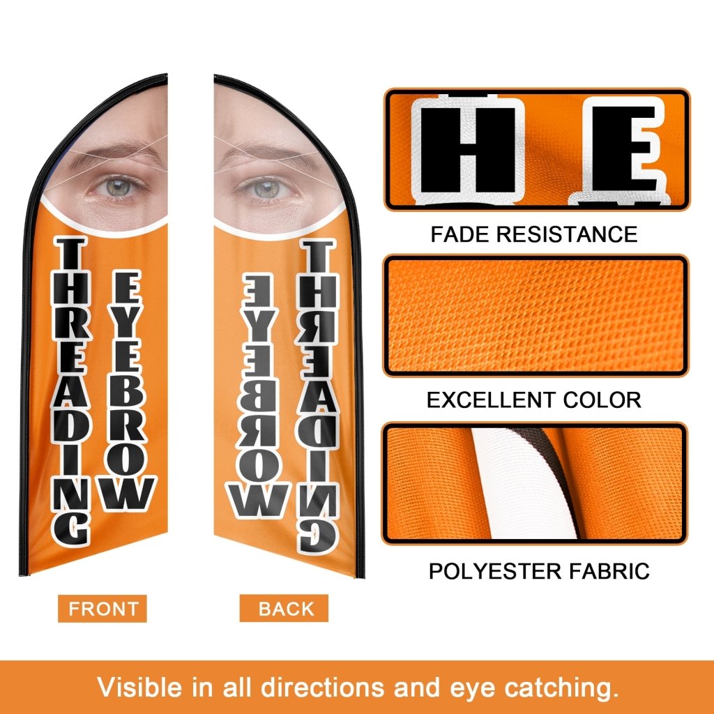 8FT Eyebrow Threading Advertising Swooper Flag (Flagpole Not Included 3.4)