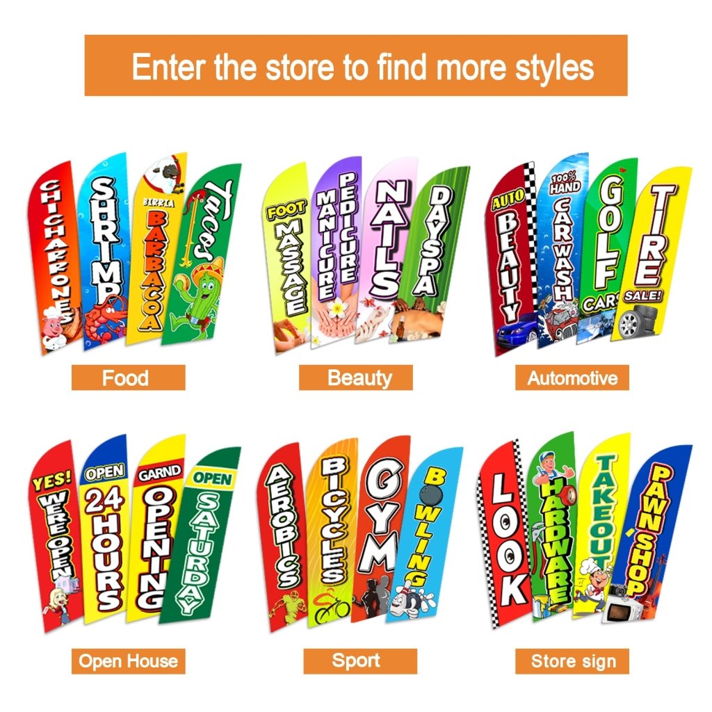 8FT Eyebrow Threading Advertising Swooper Flag (Flagpole Not Included 3.4)