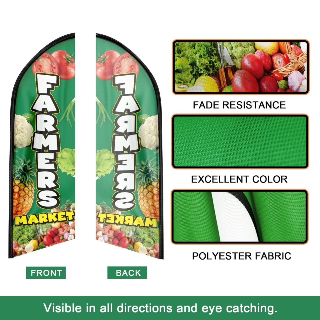 8FT Farmers Market Sign Swooper Flag (Flagpole Not Included 3.4)