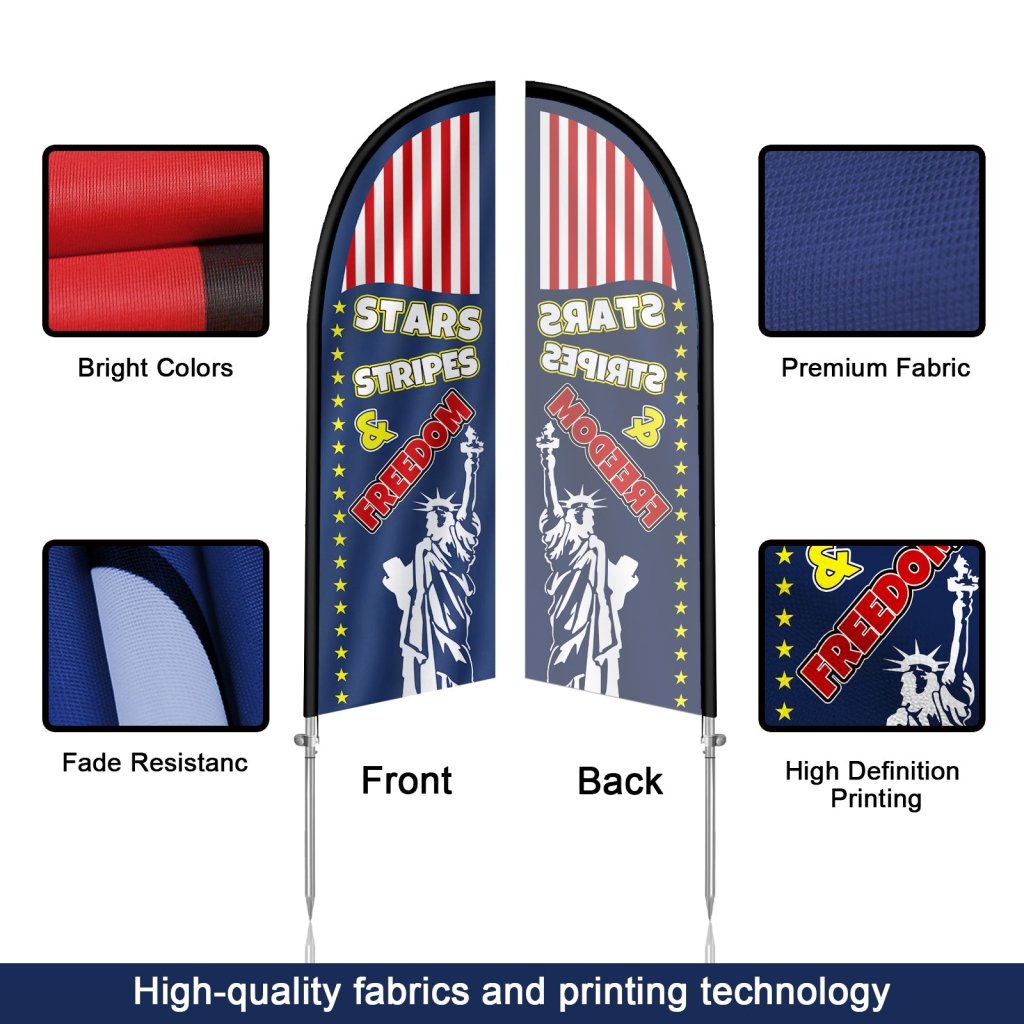 8FT Feather Flag Banner with Pole Kit , Patriotic Stars