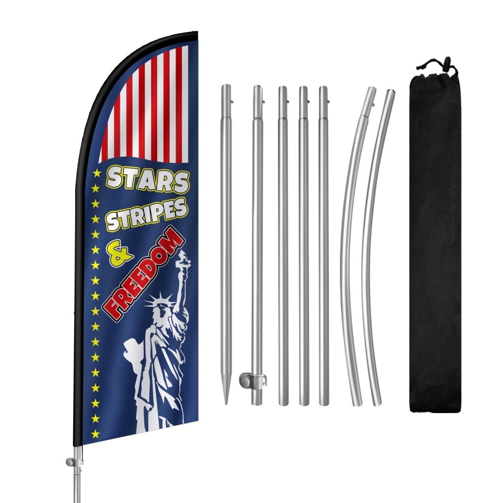 8FT Feather Flag Banner with Pole Kit , Patriotic Stars