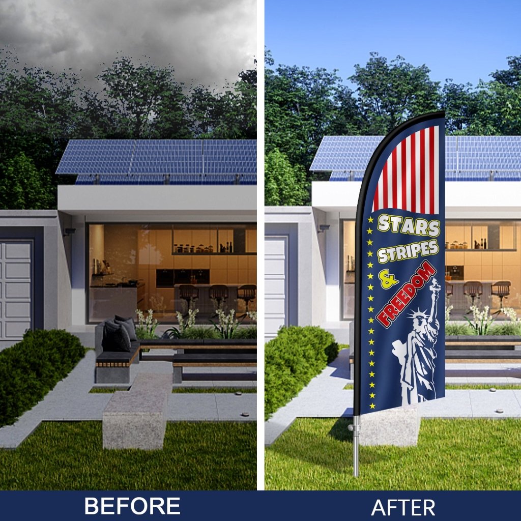 8FT Feather Flag Banner with Pole Kit , Patriotic Stars