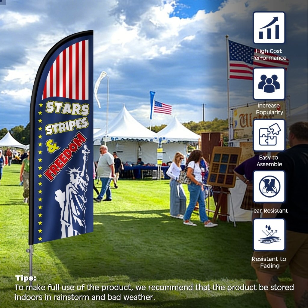 8FT Feather Flag Banner with Pole Kit , Patriotic Stars