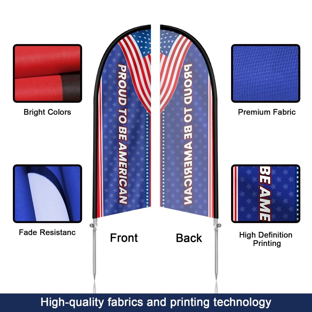 8ft Feather Flag Banner with Pole Kit, Patriotic Teardrop Swooper Flag