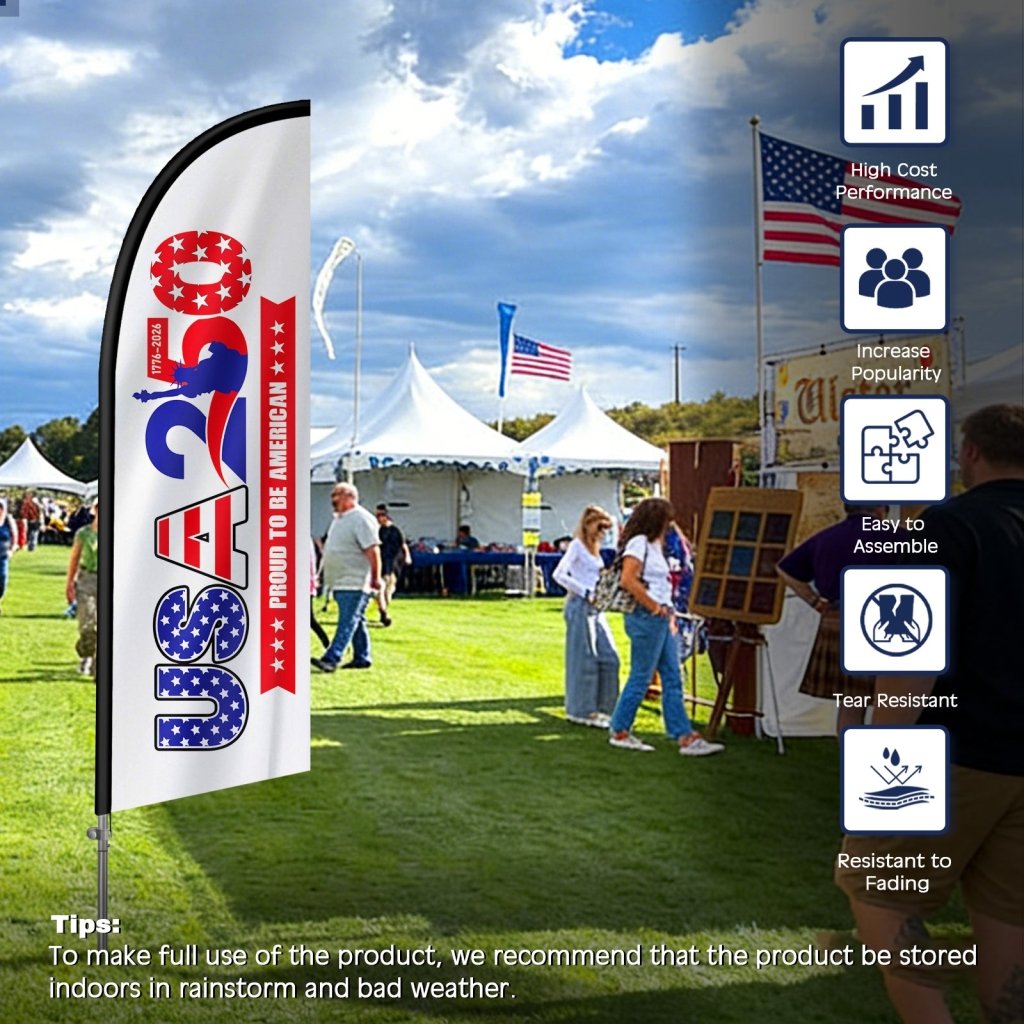 8FT Feather Flag Kit 8FT, Patriotic USA Advertising Flag