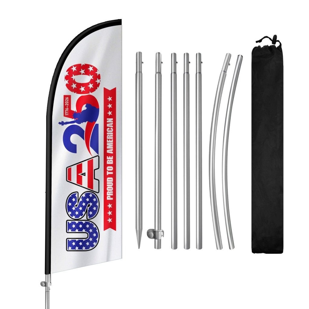 8FT Feather Flag Kit 8FT, Patriotic USA Advertising Flag