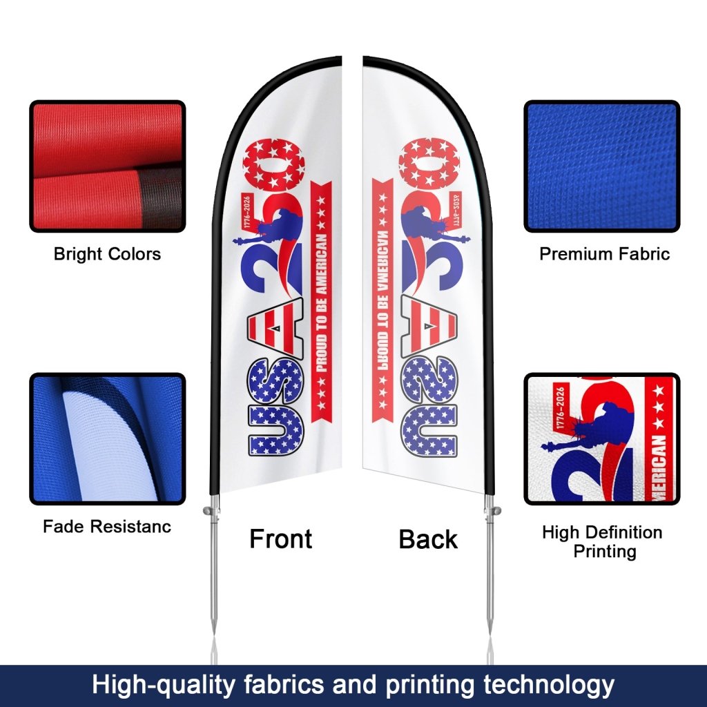 8FT Feather Flag Kit 8FT, Patriotic USA Advertising Flag